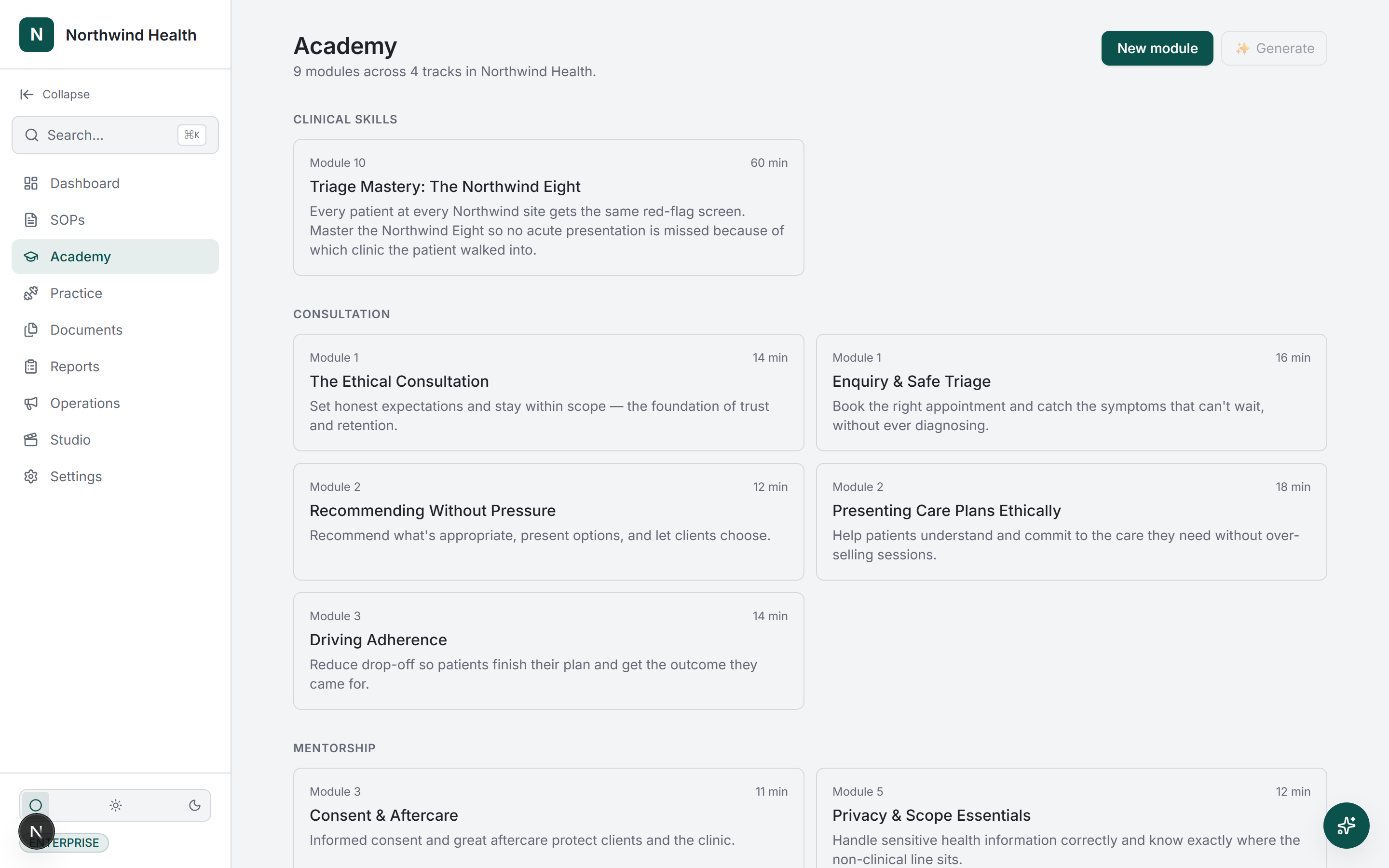 Northwind Health — Academy training tracks