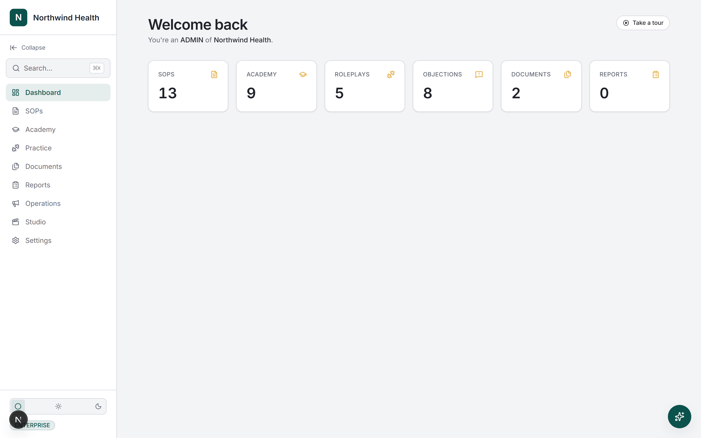 Northwind Health workspace dashboard